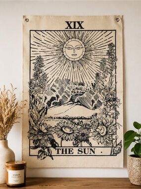 Tarot Card “The Sun” Wall Hanging Tapestry Boho Astrology Decor